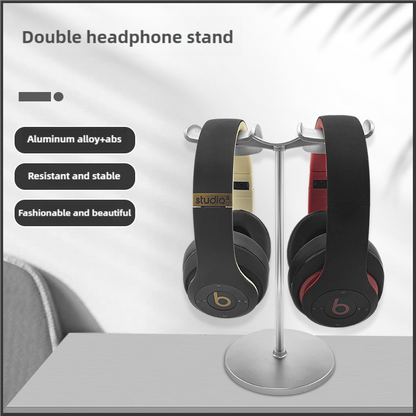 NNEDSZ Silver Dual Headphone Stand - Creative Double Hook Aluminum Alloy Display Holder