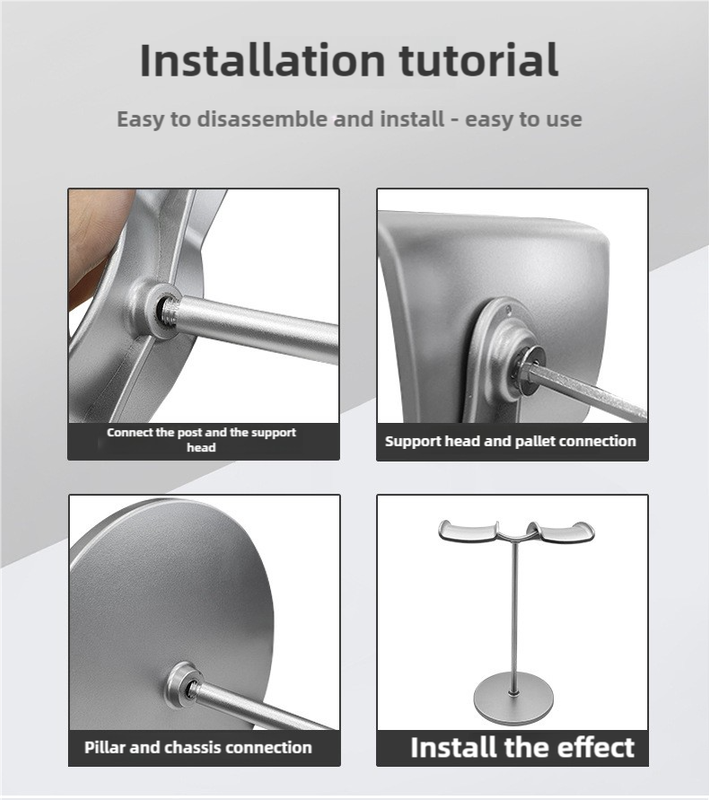 NNEDSZ Silver Dual Headphone Stand - Creative Double Hook Aluminum Alloy Display Holder